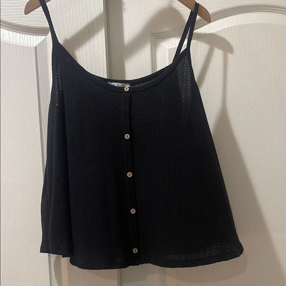 Black Button-Front Women's Top​